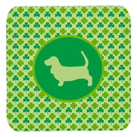 Carolines Treasures Carolines Treasures SDK1011-C-FC Basset Hound Lucky Shamrock Foam Coasters; Set Of 4 SDK1011-C-FC